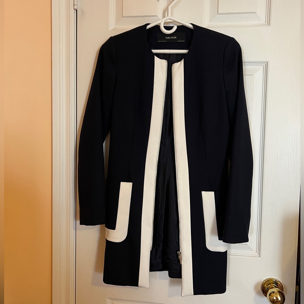 ZARA BASIC Women’s Navi Blue Long Blazer